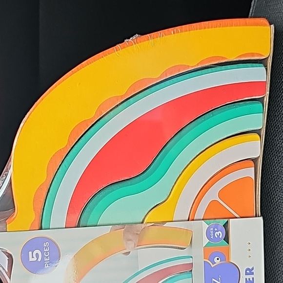 FAO SCHWARZ Fruit Stacker 5pc Wood Building Set New - Picture 5 of 9